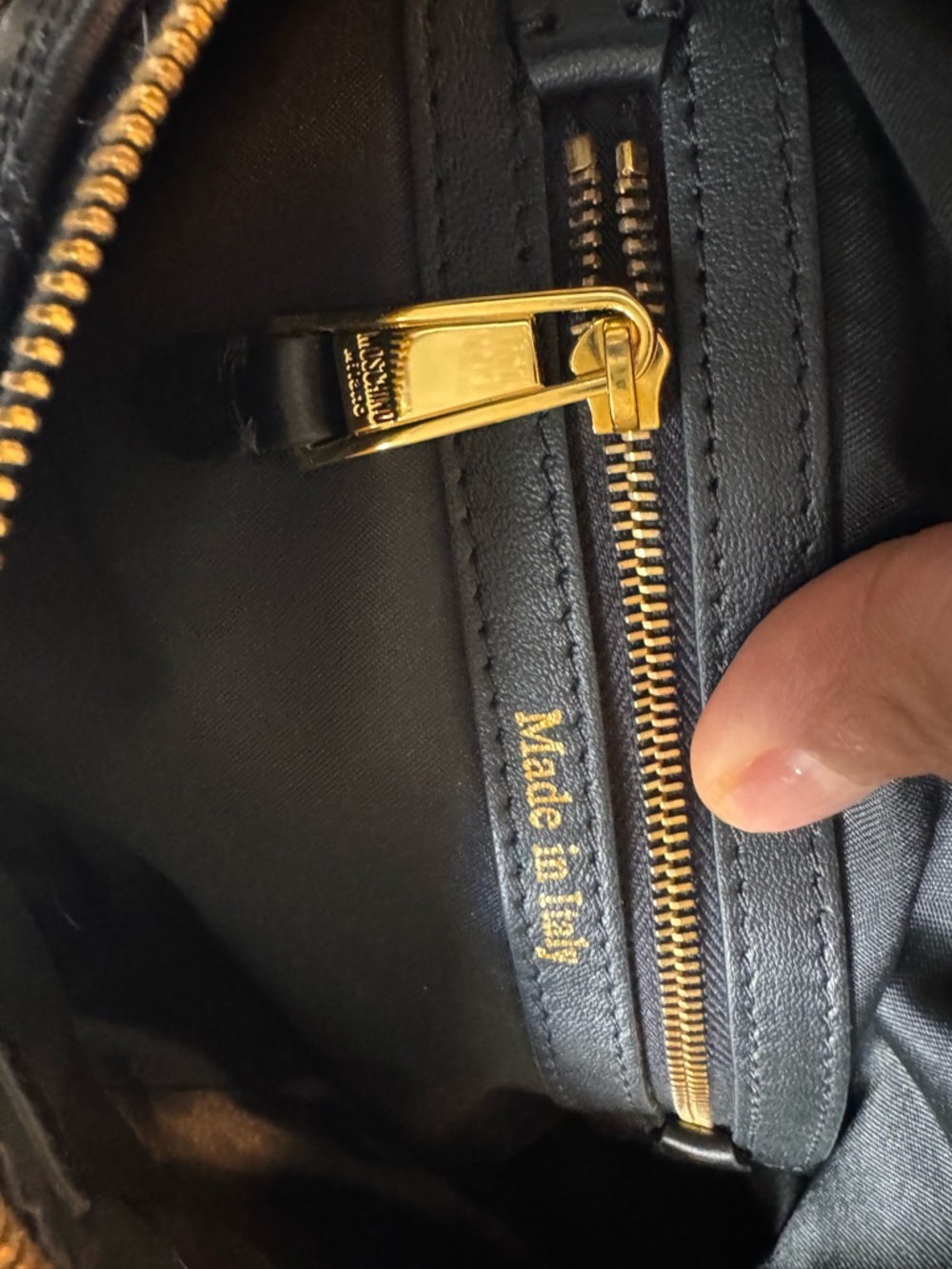 Moschino Black Quilted Leather Crossbody with Gold Logo Chain - Picture 15 of 15